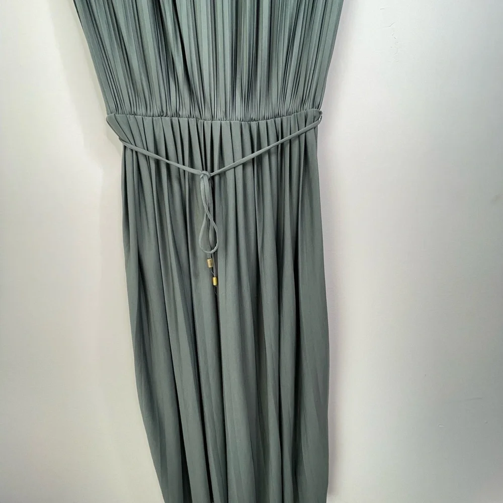 H&M green pleated midi formal  dress size XS
